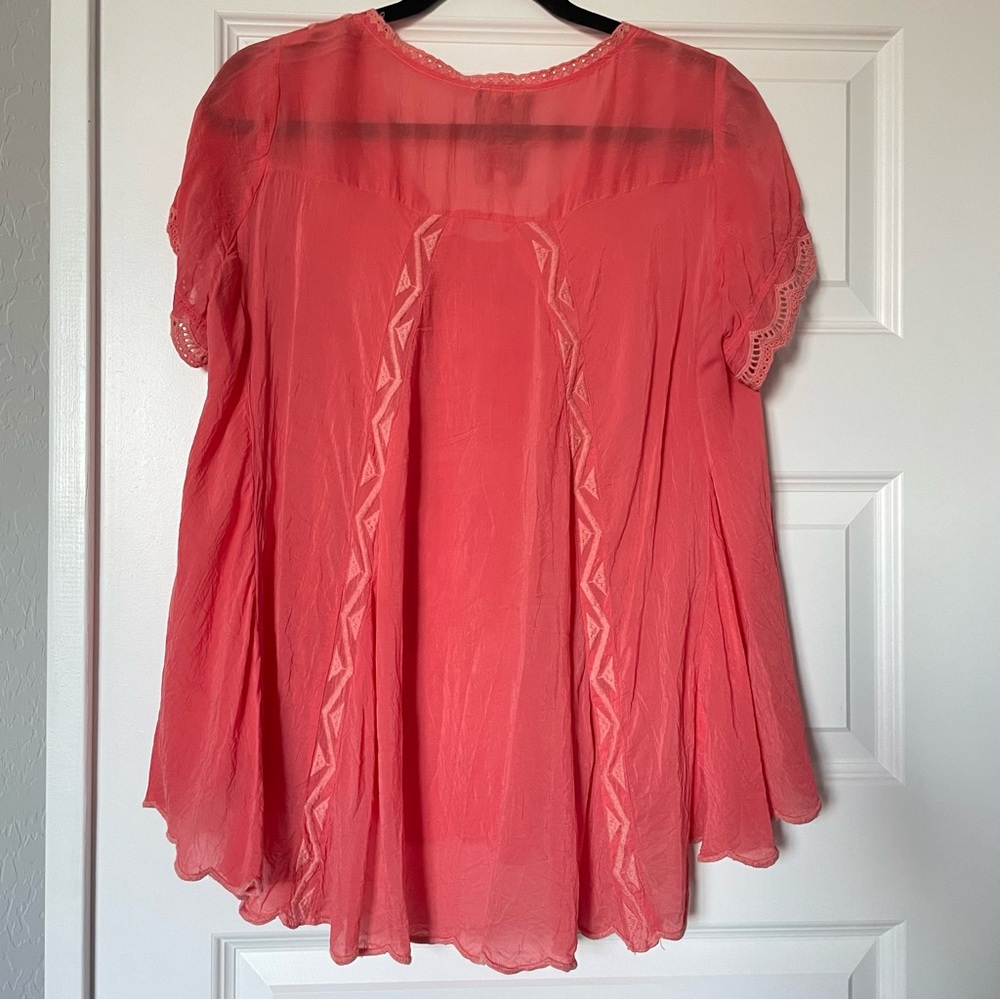 Johnny Was Coral Embroidered Boho Blouse - Picture 3 of 4